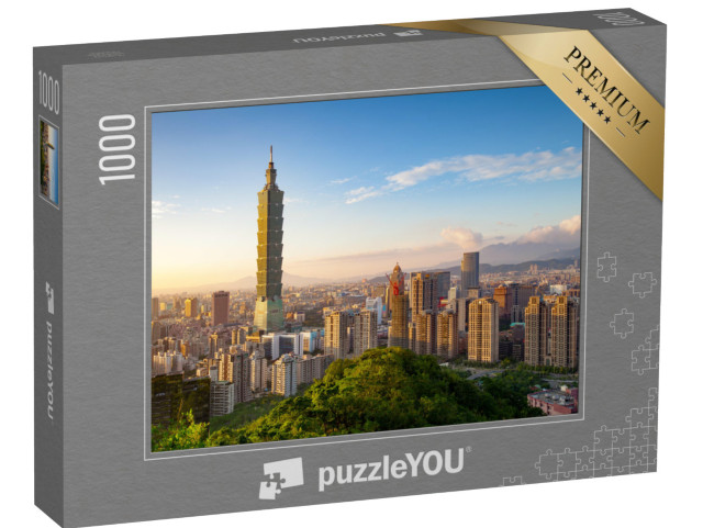 Puzzel 1000 stukjes „Taipei stad bij zonsondergang, Taiwan“