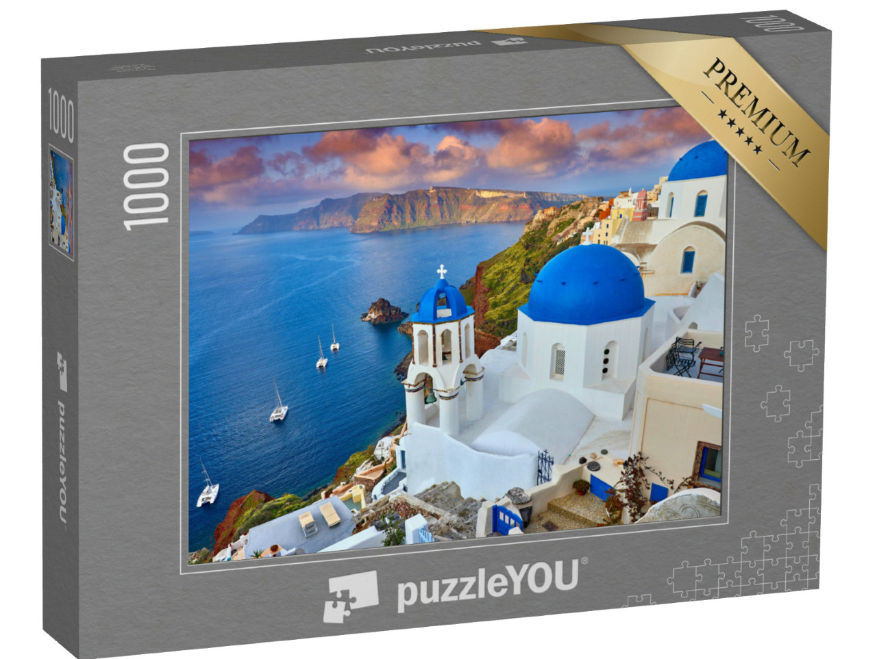 Puzzel 1000 stukjes „Zonsopgang boven Fira op Santorini, Griekenland“