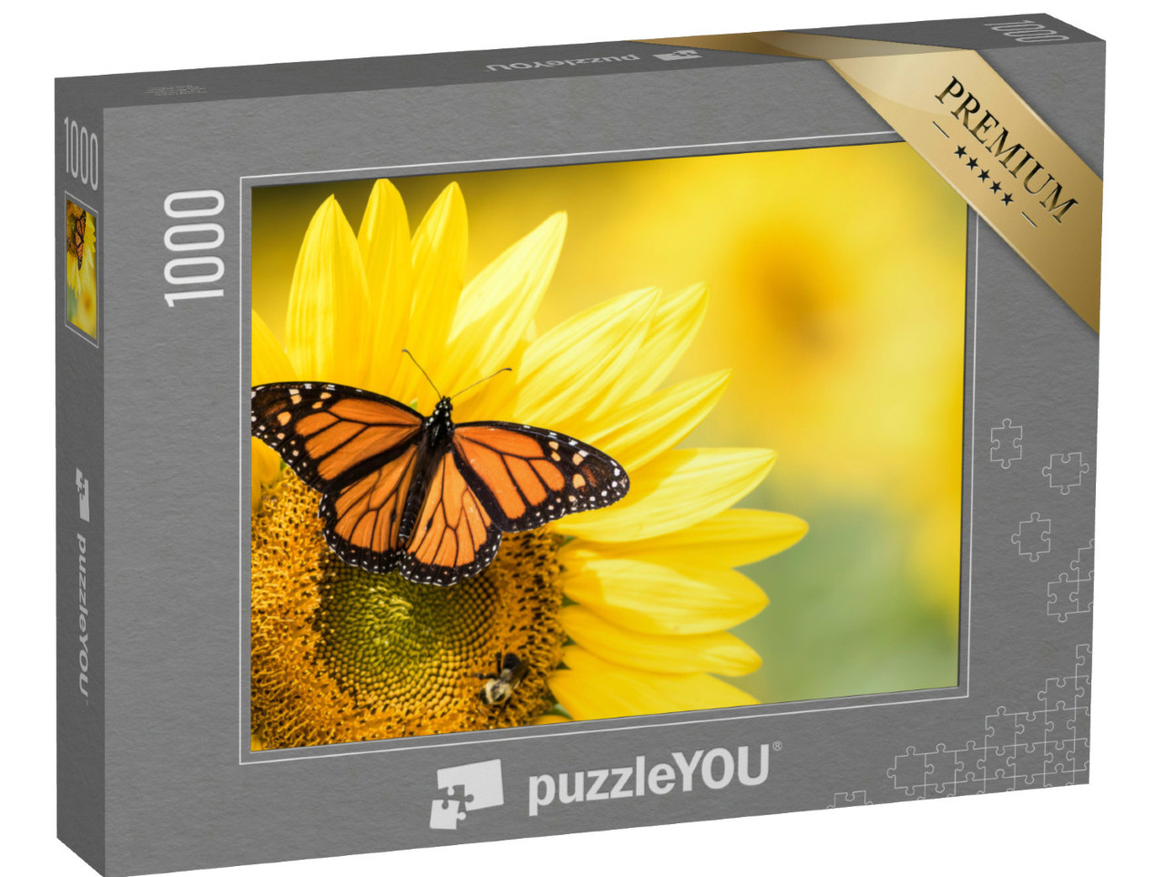 Puzzel 1000 stukjes „Monarchvlinder, Danaus Plexippus, op een zonnebloem“
