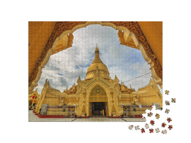 Puzzel 1000 stukjes „Sule Pagode, boeddhistisch tempelcomplex in Myanmar“