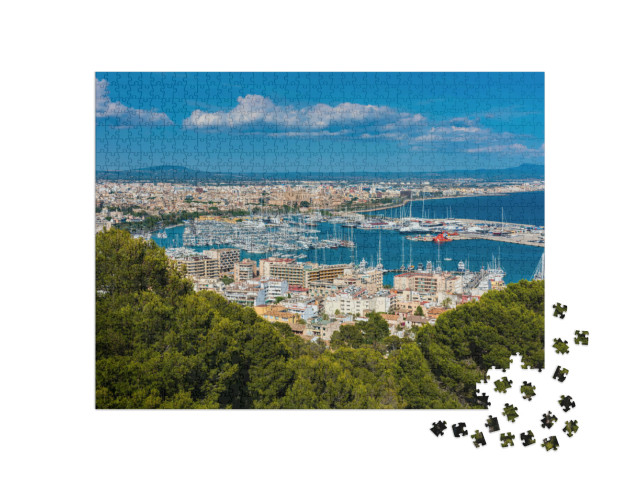 Puzzel 1000 stukjes „Jachthaven en haven van Palma de Mallorca, Spanje“