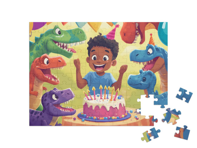 Puzzel 100 stukjes „Heerlijk dino-monsterfeestje“