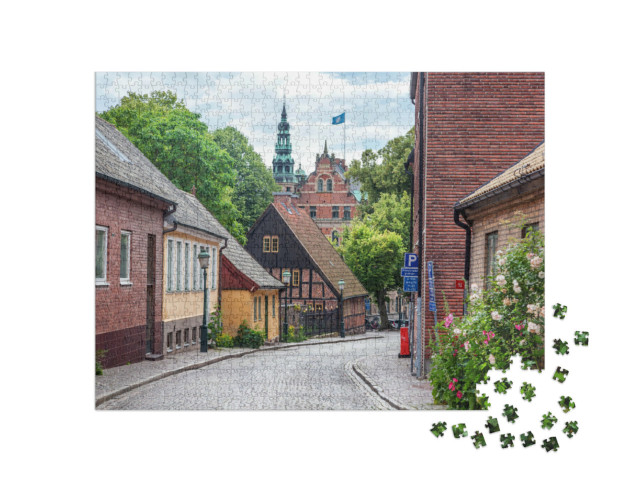 Puzzel 1000 stukjes „Lund, een klein oud stadje in Zweden, Scandinavische architectuur“