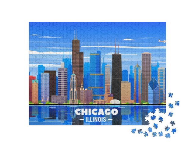 Puzzel 1000 stukjes „skyline van Chicago“