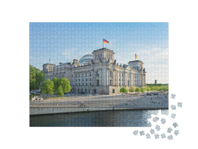 Puzzel 1000 stukjes „Reichstaggebouw en Spree in Berlijn“