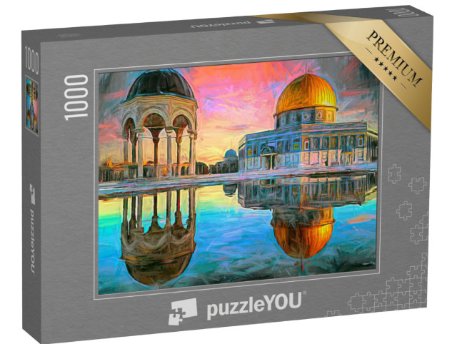 Puzzel 1000 stukjes „Schilderij van Jeruzalem, stad op de Tempelberg“