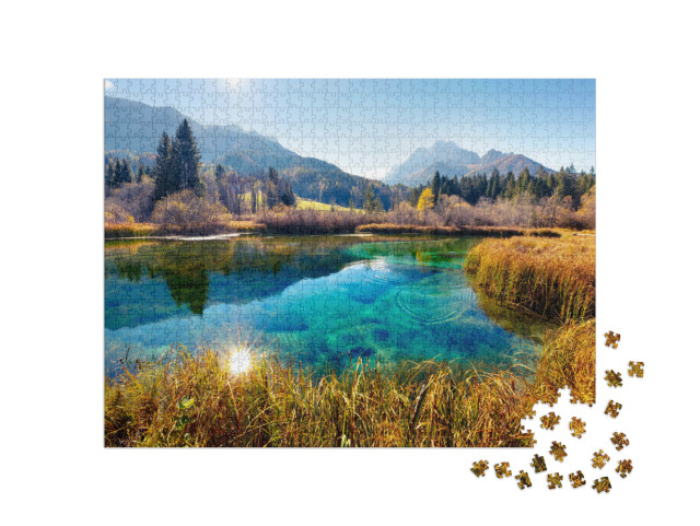 Puzzel 1000 stukjes „Pittoresk herfsttafereel in de Julische Alpen, Slovenië“