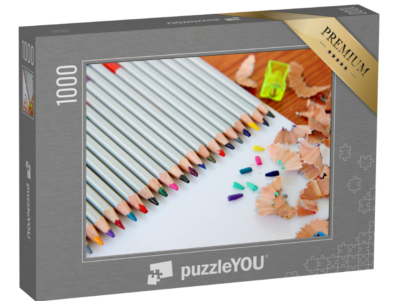 Puzzel 1000 stukjes „Kleurpotloden op een witte achtergrond“