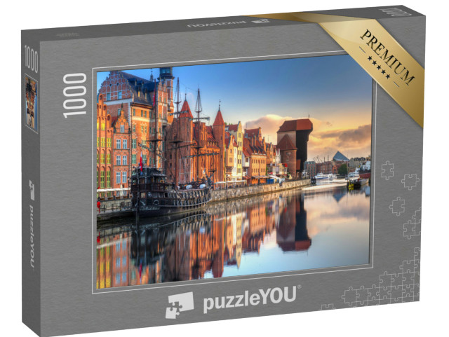 Puzzel 1000 stukjes „Zonsopgang boven Gdansk op de Motlawa, Polen“