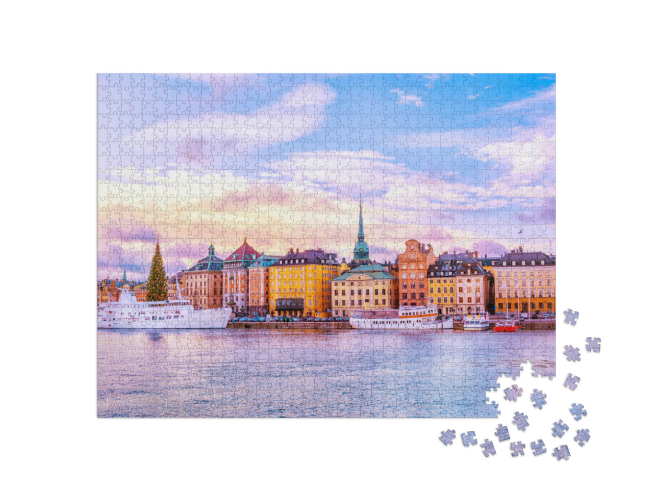 Puzzel 1000 stukjes „Panorama van Gamla Stan, oude binnenstad van Stockholm, Zweden“