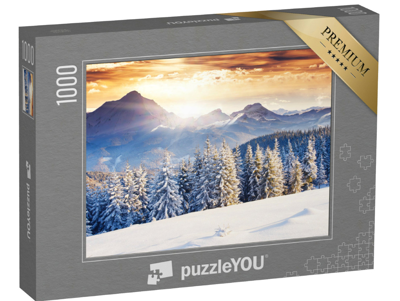 Puzzel 1000 stukjes „Fantastisch winterlandschap met dramatische lucht“