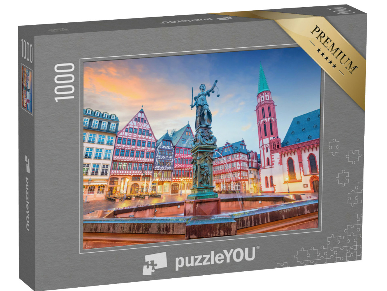 Puzzel 1000 stukjes „Oude Stadsplein Römerberg in Frankfurt, Duitsland“