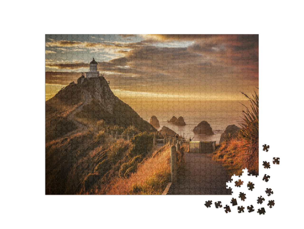 Puzzel 1000 stukjes „Een sfeervolle zonsopgang bij Nugget Point in Otago, Nieuw-Zeeland“