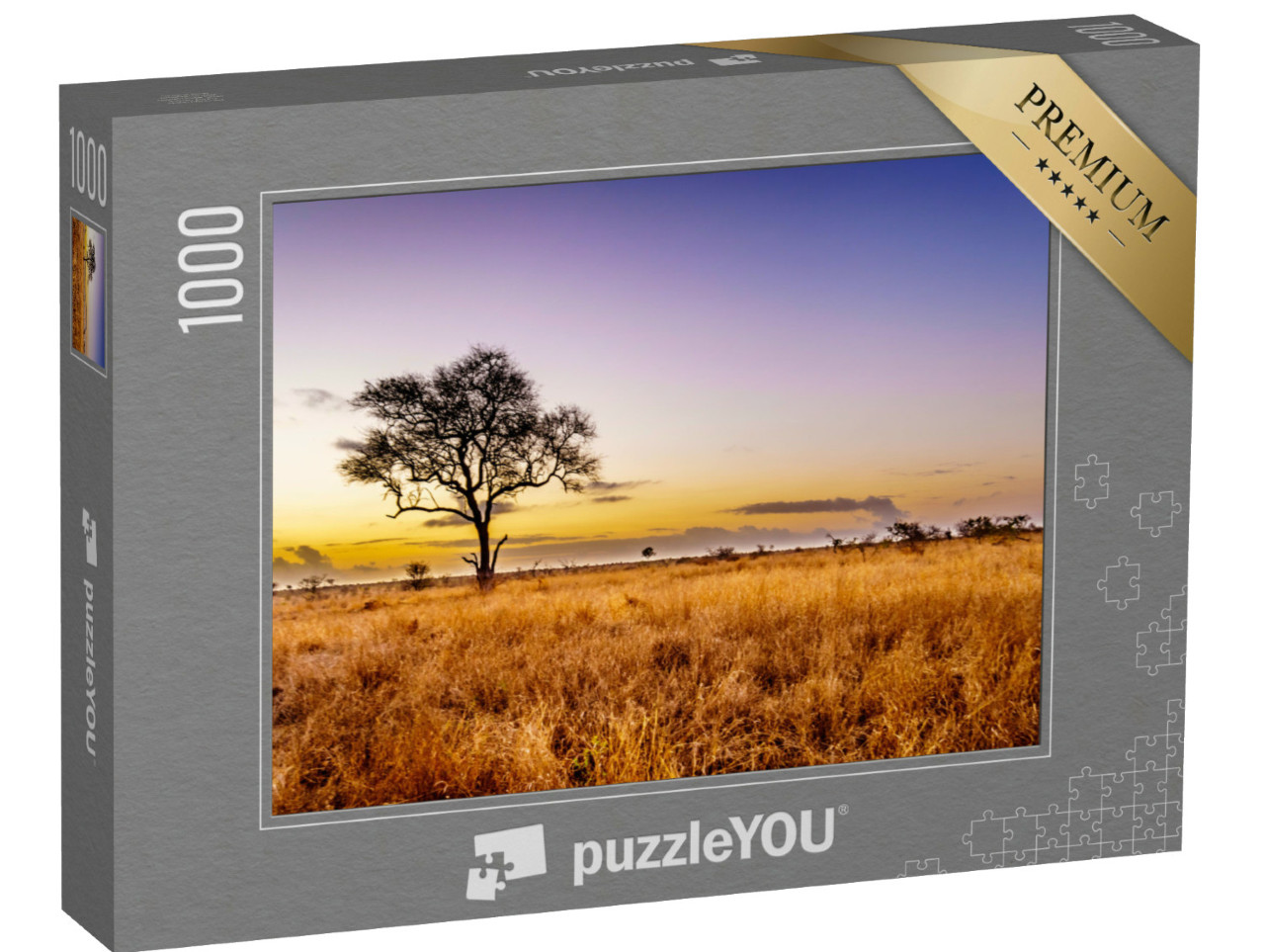 Puzzel 1000 stukjes „Zonsopgang over de savanne in het centrale Kruger National Park, Zuid-Afrika“