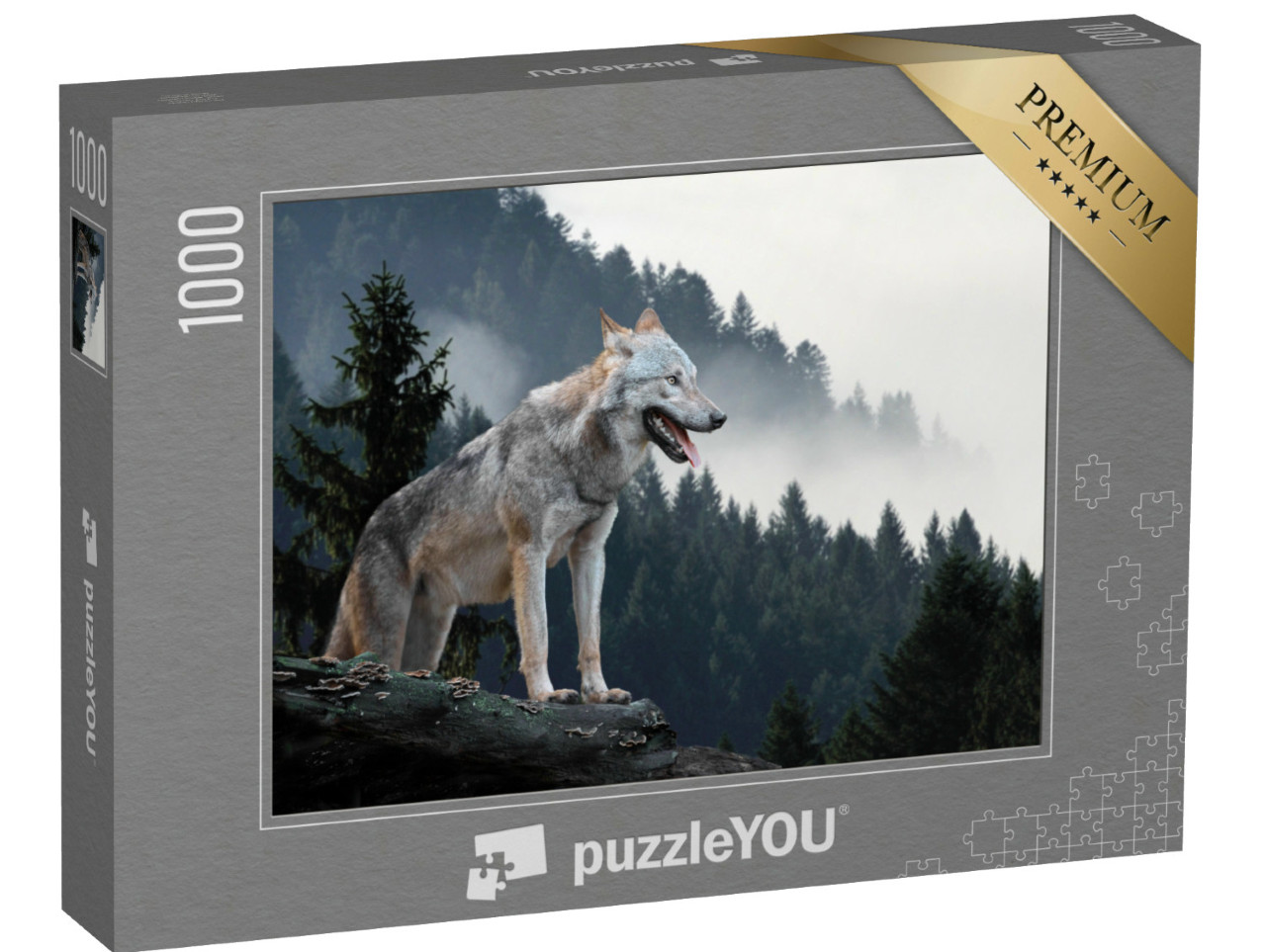 Puzzel 1000 stukjes „Timberwolf in de bergen“