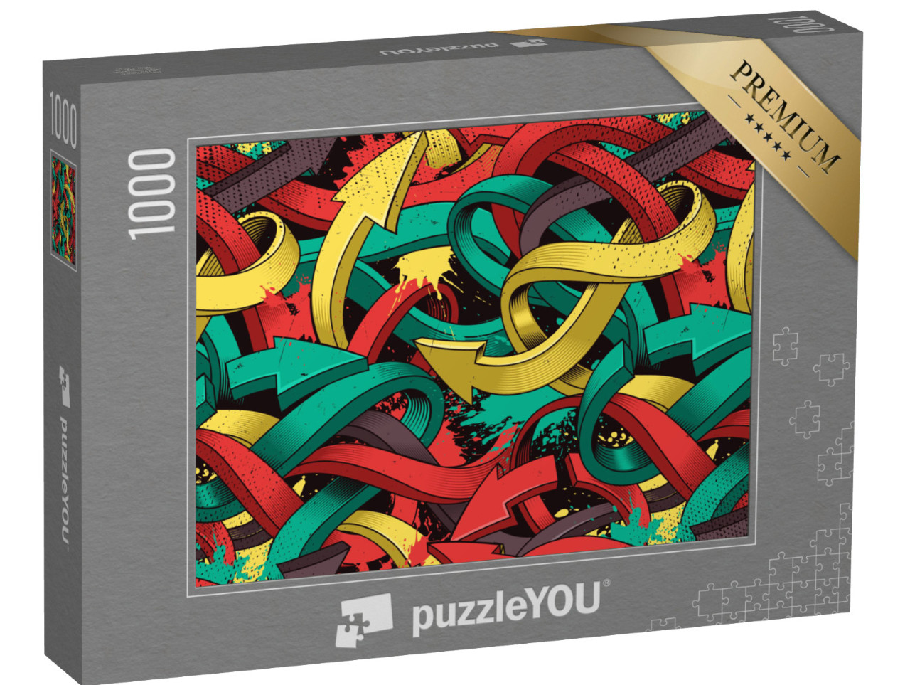 Puzzel 1000 stukjes „Verstrengelde pijlen, street art stijl“