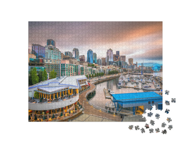 Puzzel 1000 stukjes „Schemering in Seattle, Washington, Verenigde Staten“