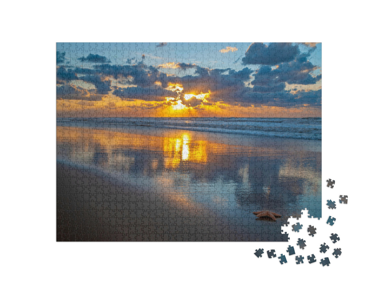 Puzzel 1000 stukjes „Seeiglel bij zonsondergang, Oostende, België.“