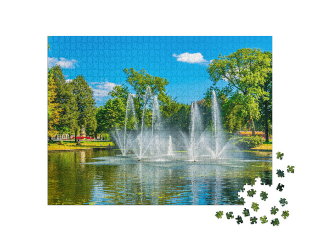 Puzzel 1000 stukjes „Fontein in het Valkenbergpark in Breda“