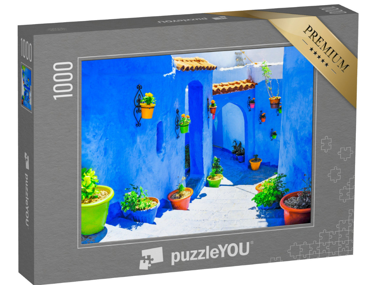 Puzzel 1000 stukjes „De blauwe stad - Medina, Chefchaouen, Marokko“