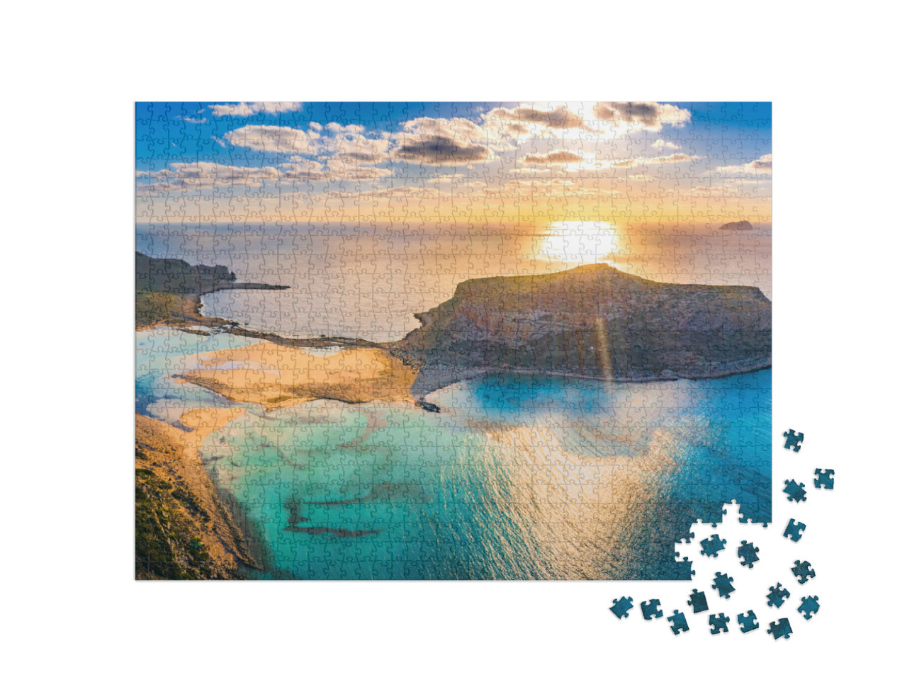 Puzzel 1000 stukjes „De Balos Lagune met wit zandstrand, Kreta, Griekenland“