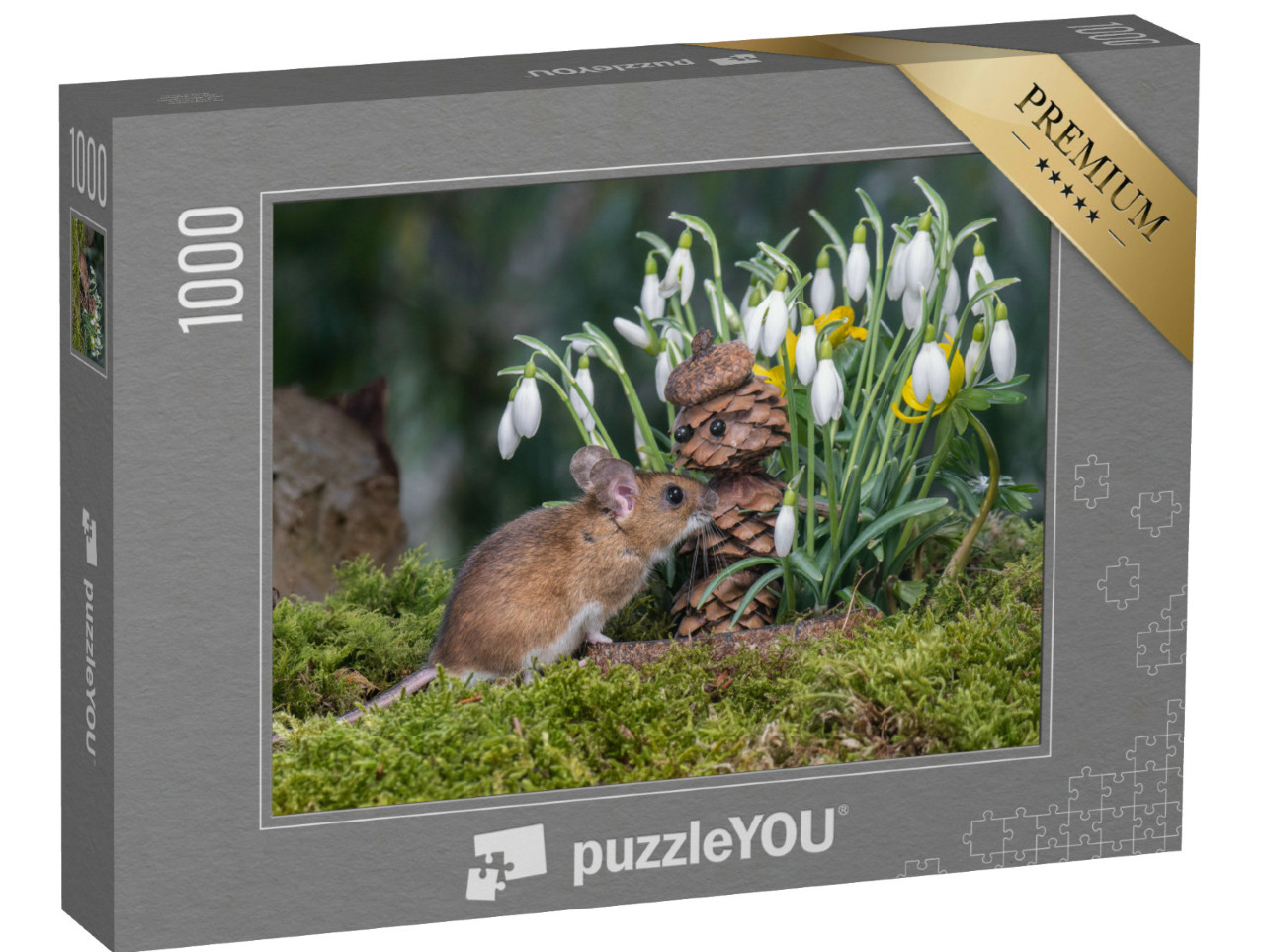 Puzzel 1000 stukjes „Mausi en de sneeuwklokjesman“