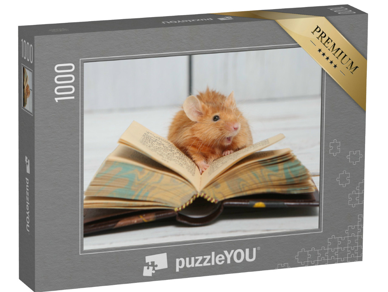 Puzzel 1000 stukjes „Nieuwsgierig muisje leest“