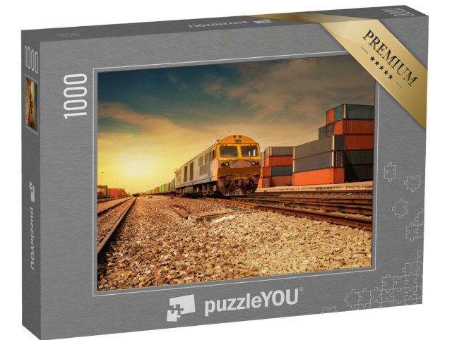 Puzzel 1000 stukjes „Goederenstation bij zonsondergang“