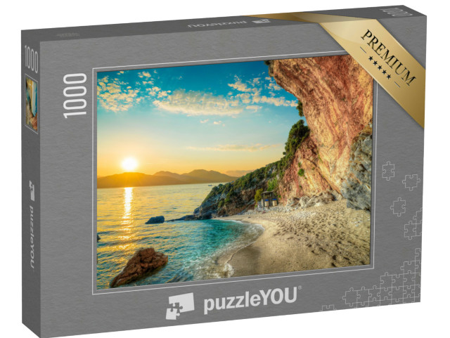 Puzzel 1000 stukjes „Prachtig landschap met strand en zee bij zonsopgang, Corfu, Griekenland“