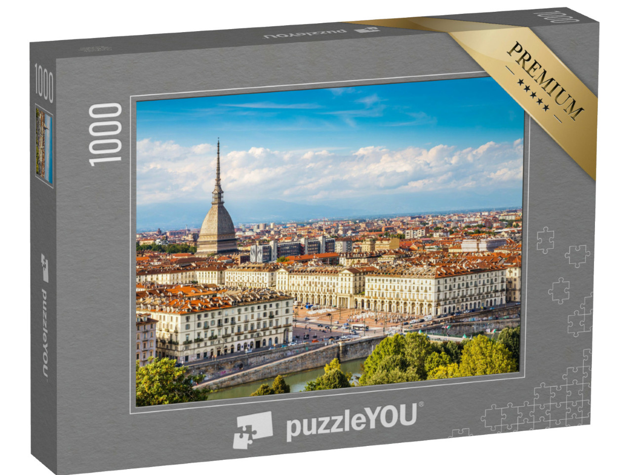 Puzzel 1000 stukjes „Uitzicht op het centrum van Turijn, Italië“