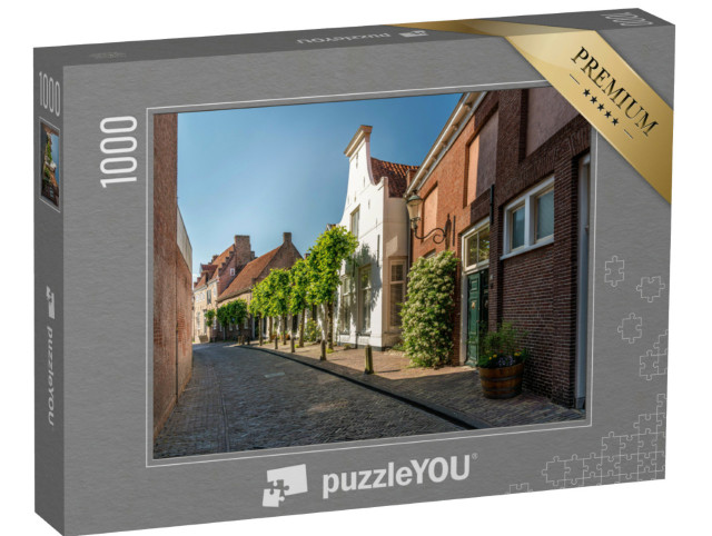 Puzzel 1000 stukjes „Oude klokgevelhuizen en trapgevelhuizen in het historische centrum van Amersfoort, Nederland“