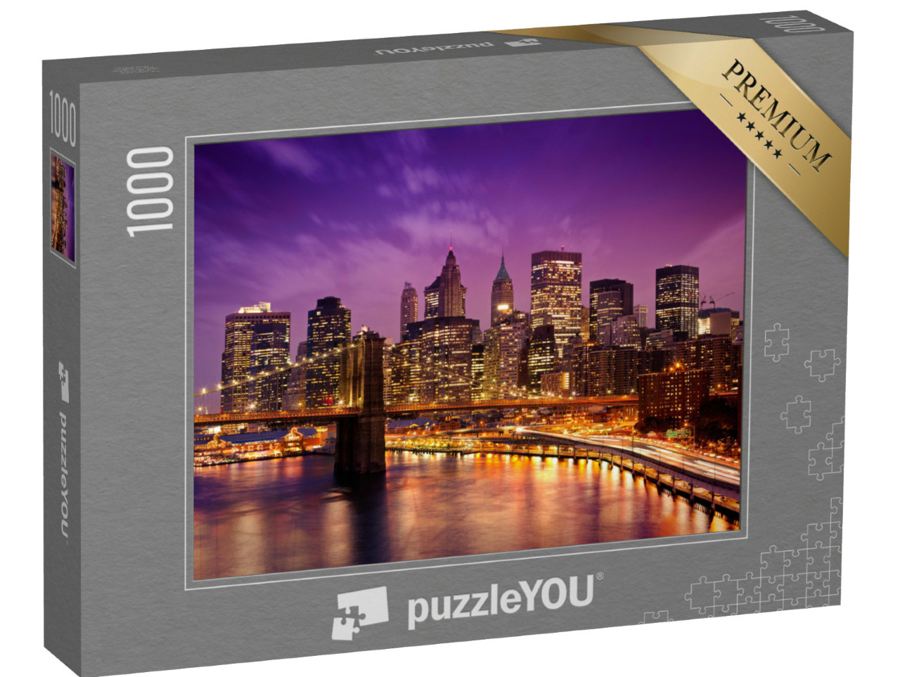 Puzzel 1000 stukjes „Avond skyline van New York“