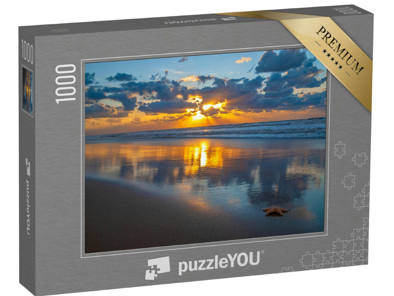 Puzzel 1000 stukjes „Seeiglel bij zonsondergang, Oostende, België.“