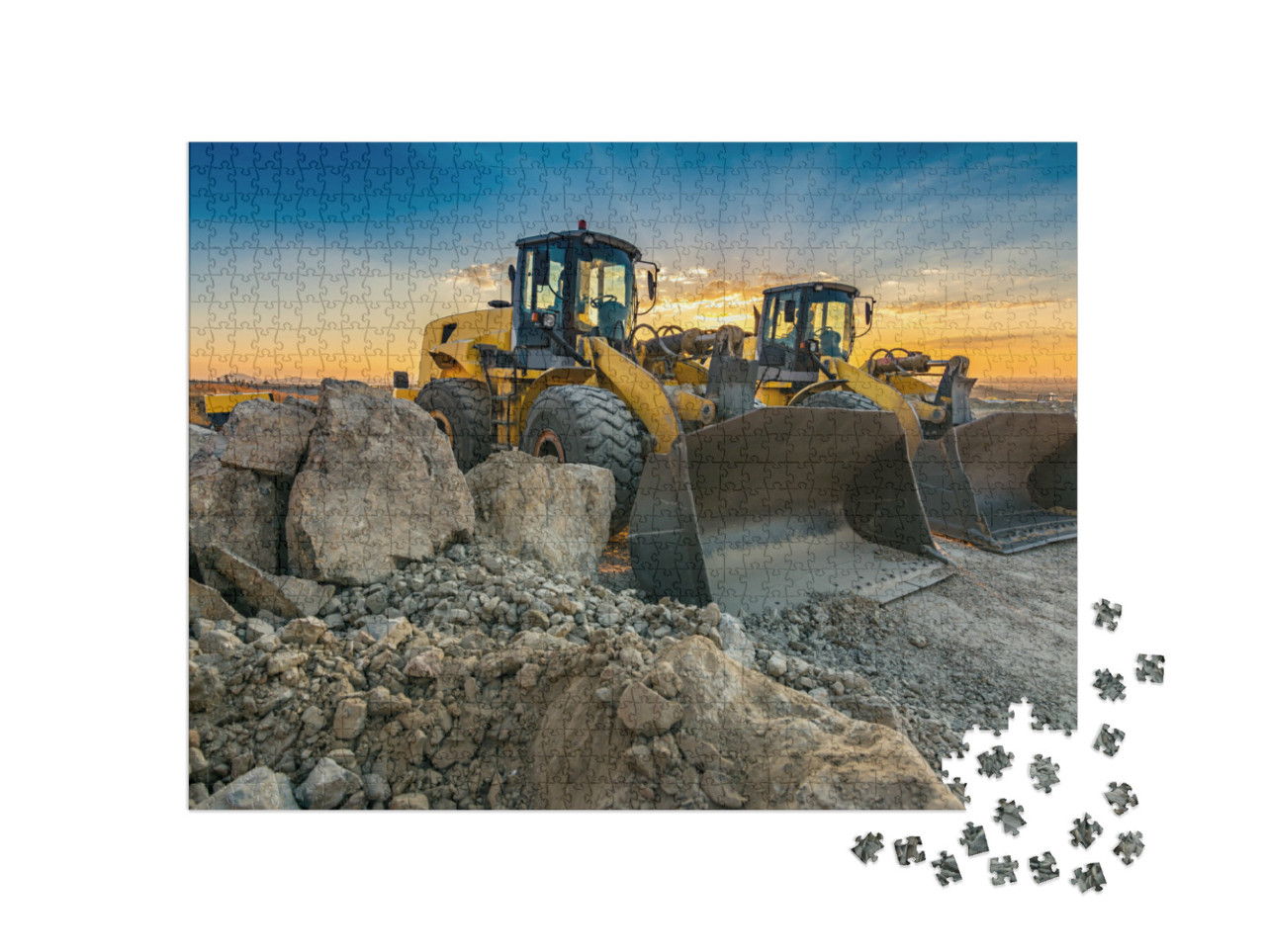 Puzzel 1000 stukjes „Twee graafmachines op een bouwterrein“