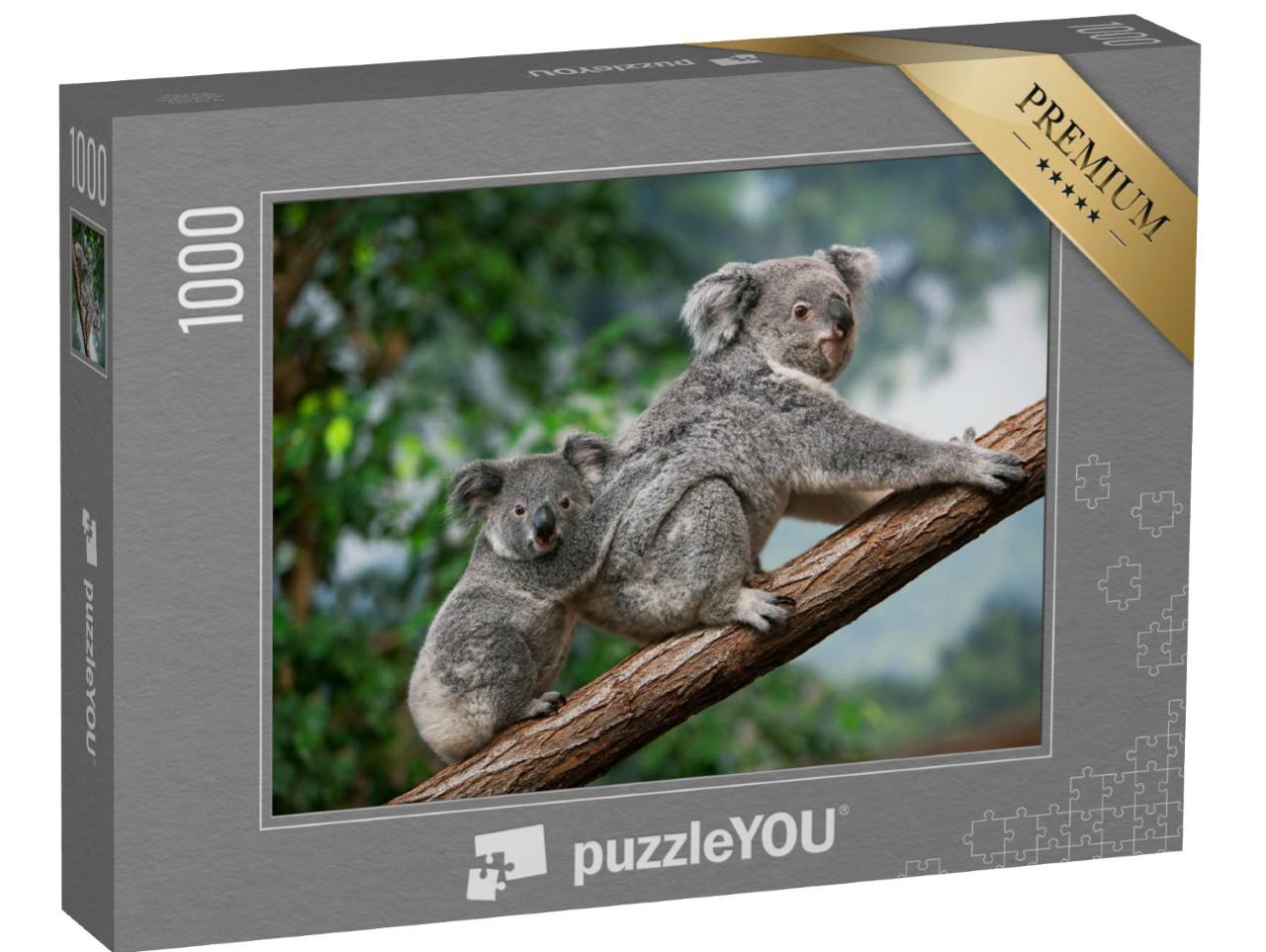 Puzzel 1000 stukjes „Vrouwelijke koala met welp“