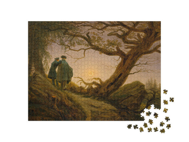 Puzzel 1000 stukjes „Caspar David Friedrich - Twee mannen kijken naar de maan“
