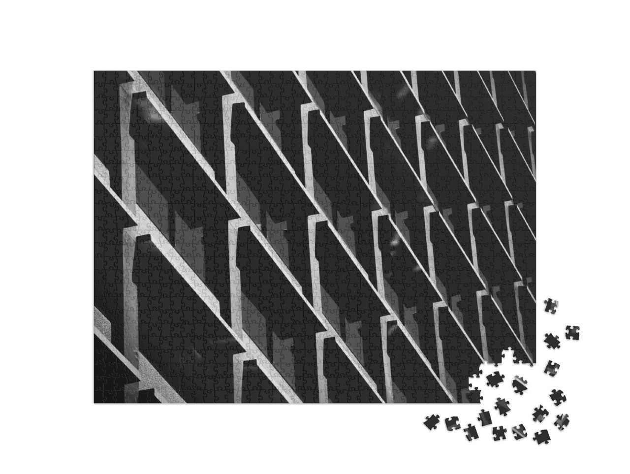 Puzzel 1000 stukjes „Abstracte architectuur in zwart-wit“
