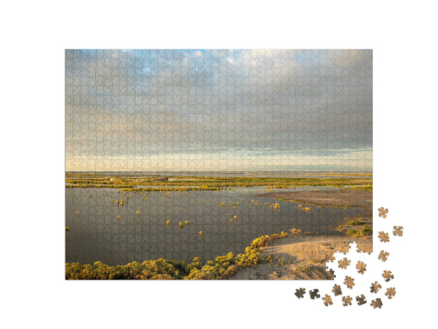 Puzzel 1000 stukjes „Marker Wadden bij zonsondergang“
