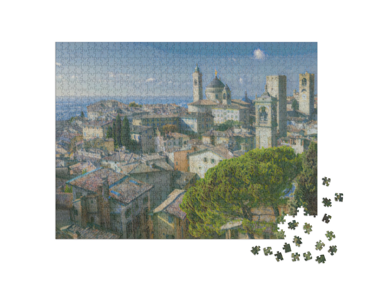 Puzzel 1000 stukjes „in de kunststijl van Claude Monet - Bergamo, Lombardije, Italië - Puzzelcollectie Kunstenaars & Schilderijen“