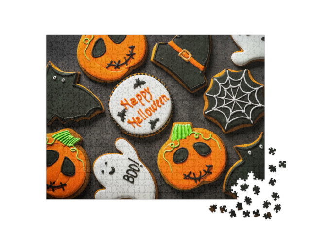 Puzzel 1000 stukjes „Leuke en creatieve koekjes voor Halloween“