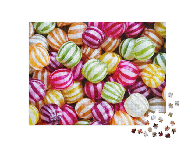 Puzzel 1000 stukjes „Gestreepte snoepjes in verschillende kleuren“