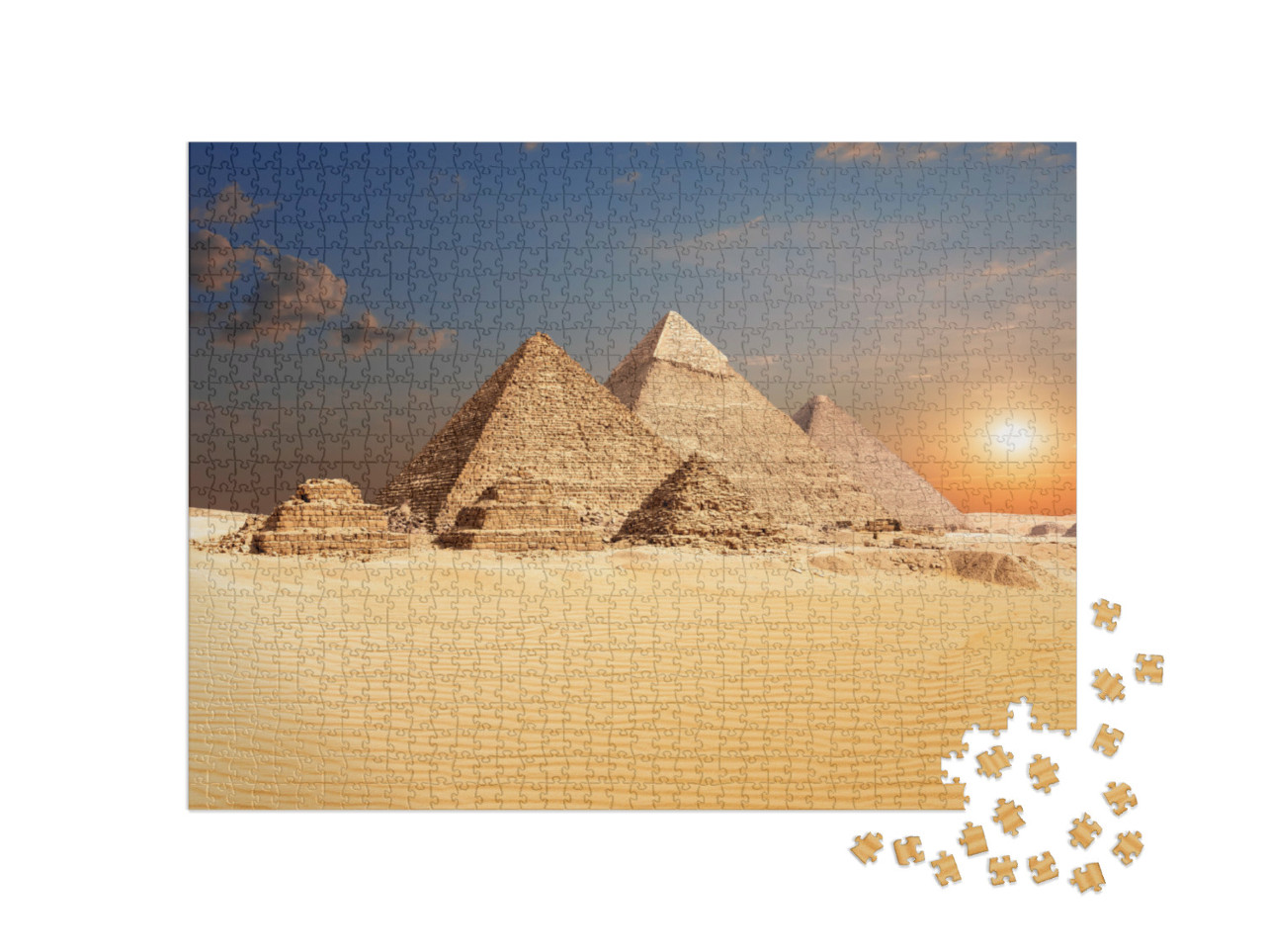 Puzzel 1000 stukjes „Beroemde Egyptische piramides van Gizeh“