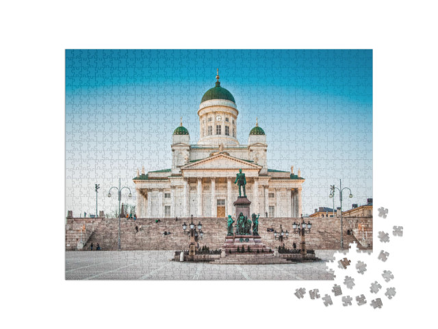 Puzzel 1000 stukjes „Avondsfeer in de kathedraal van Helsinki, Finland“