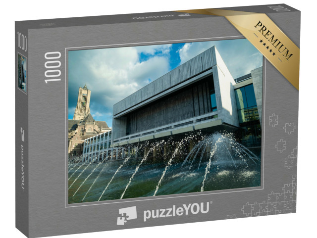Puzzel 1000 stukjes „Stadhuis Arnhem met de Eusebiuskerk en de fontein“