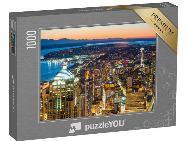 Puzzel 1000 stukjes „Seattle in het avondlicht, Washington, VS“