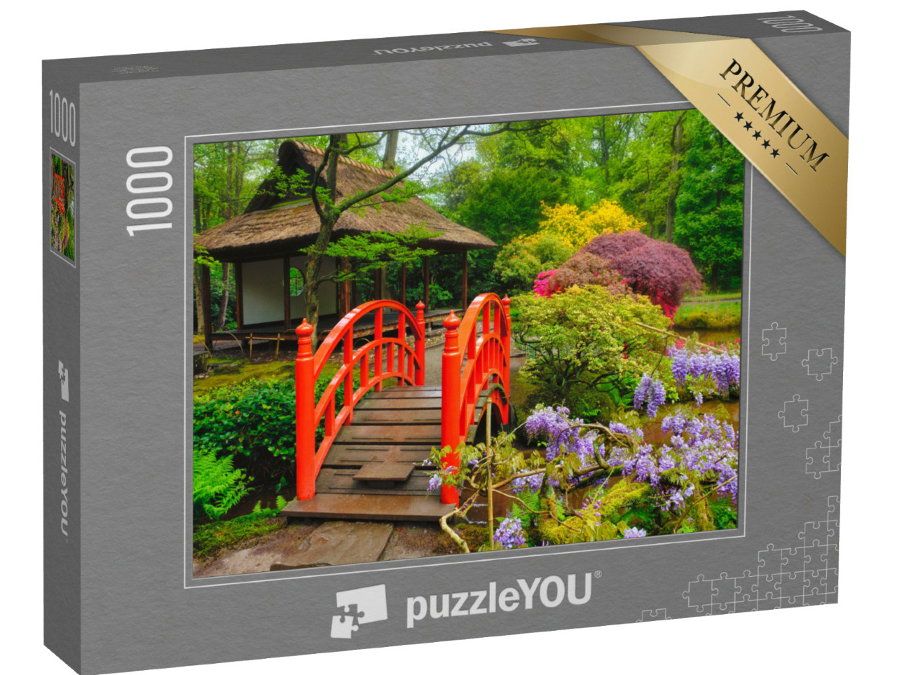 Puzzel 1000 stukjes „Bruggetje in de Japanse tuin, Park Clingendael, Den Haag“