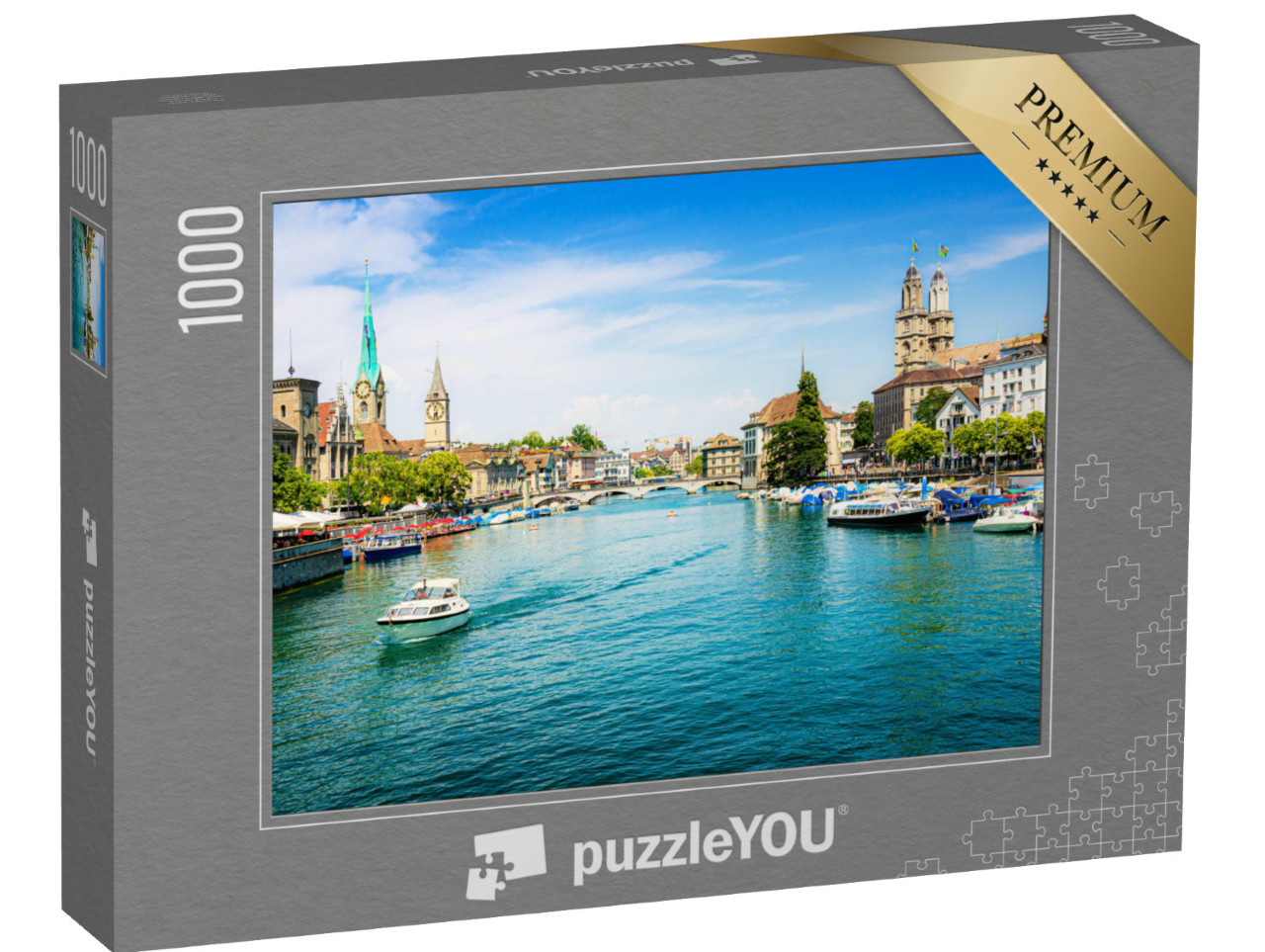 Puzzel 1000 stukjes „Zürich aan de Limmat en het Meer van Zürich, Zwitserland“