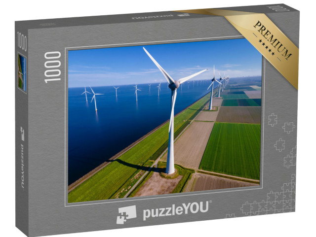Puzzel 1000 stukjes „Offshore windmolenpark in zee, Ijsselmeer“