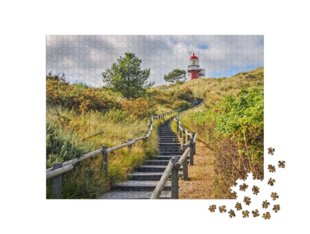 Puzzel 1000 stukjes „Trappen naar de vuurtoren op het Friese eiland Vlieland“
