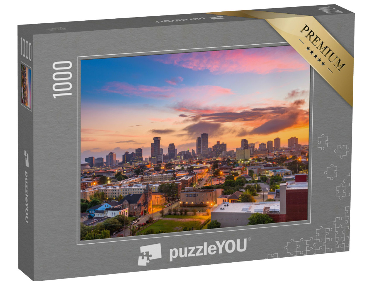 Puzzel 1000 stukjes „Schemering boven de skyline van New Orleans, Louisiana, Verenigde Staten“